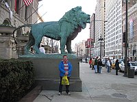 USA - Chicago IL - Art Institute of Chicago Lion (6 Apr 2009)